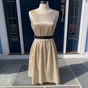 Polka Dot Sheath Dress with Ribbon